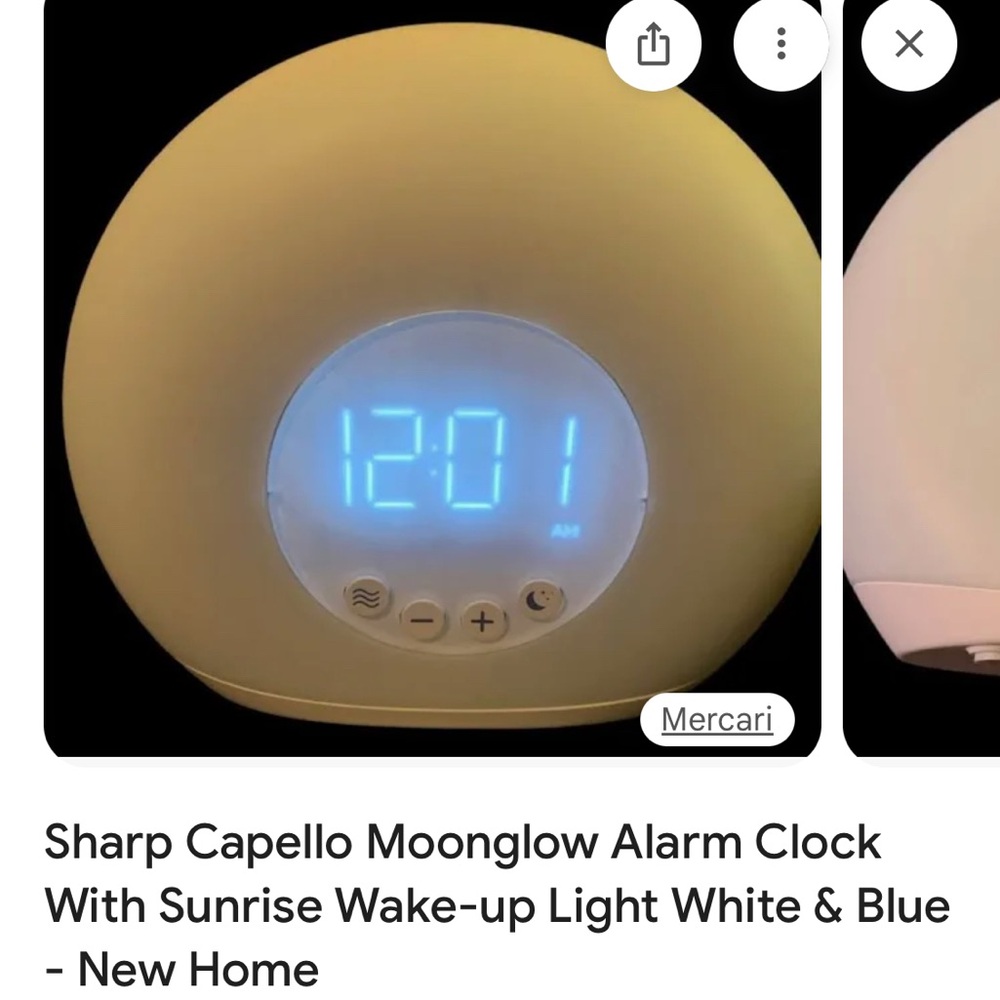 Moonglow Alarm Clock with Sunrise Wake-up Light - White & Blue